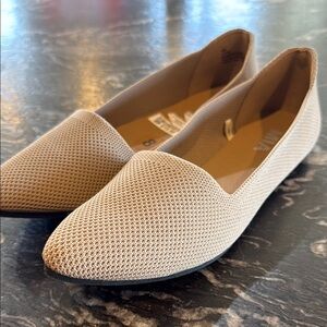 MIA Tan Flats Sleek Perforated Loafers